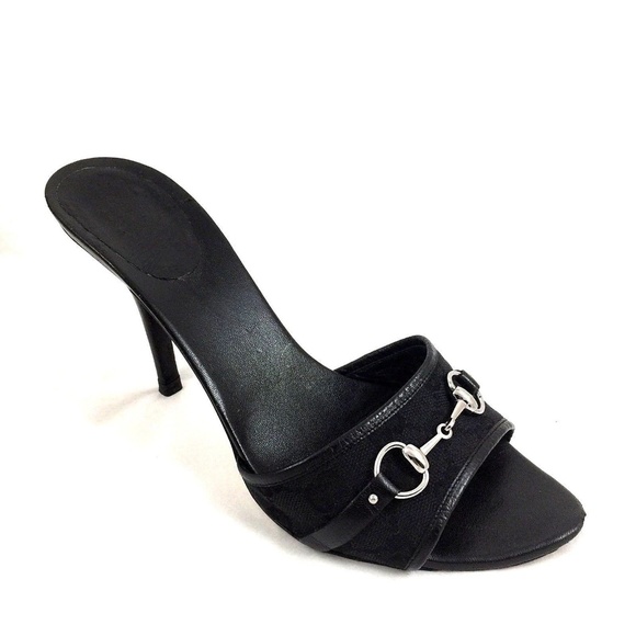 Gucci Shoes - GUCCI Guccissima Mule Canvas Leather Horsebit Slid